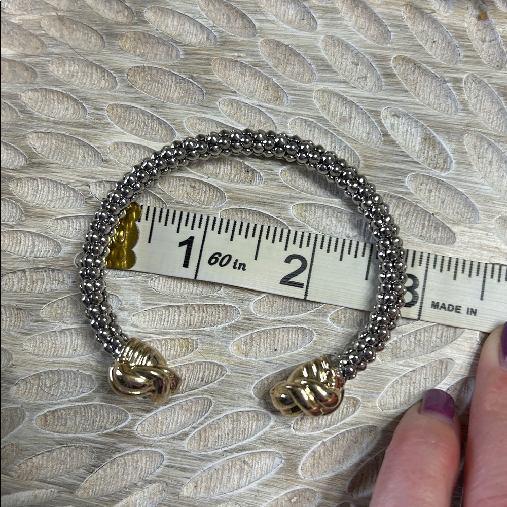 Silver and Gold Stackable Bracelets Set of 2 - Picture 6 of 7